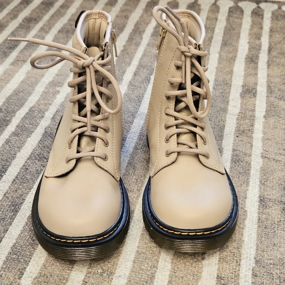 NEW Dr. Martens Airwair Beige Mid Combat Boots - Youth Size 3